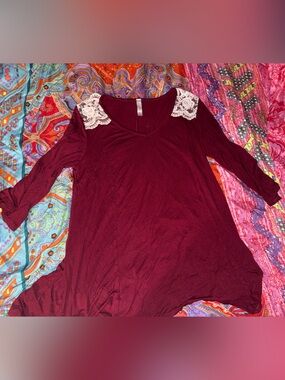 Ruby Ribbon Burgundy Scoop Neck Top